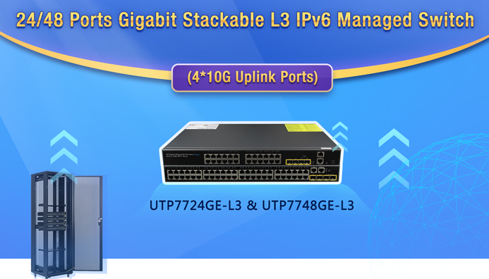 24/48 Ports Gigabit Stackable L3 IPv6 Managed Switch (4*10G Uplink Ports)