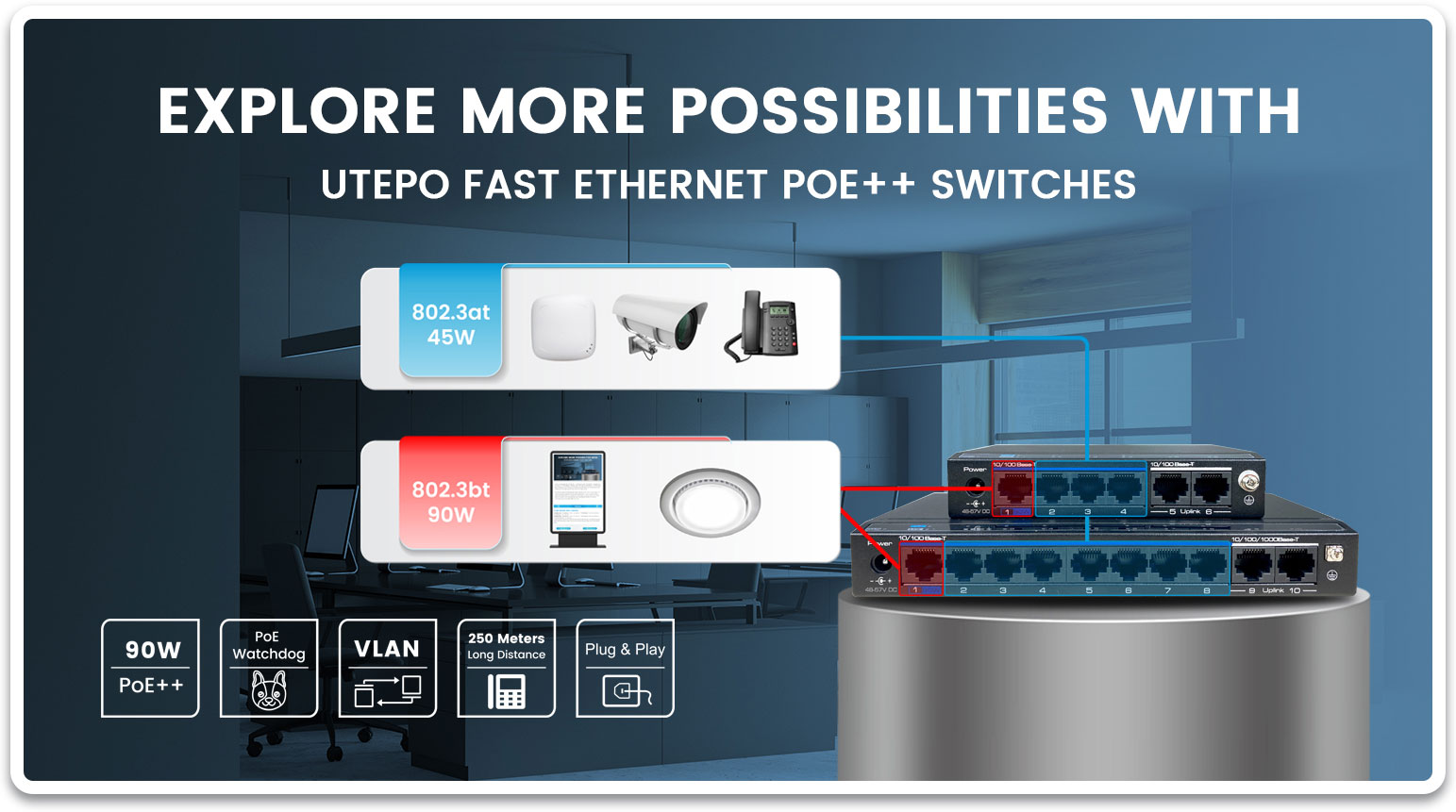 Explore more possibilities with UTEPO PoE++ switches